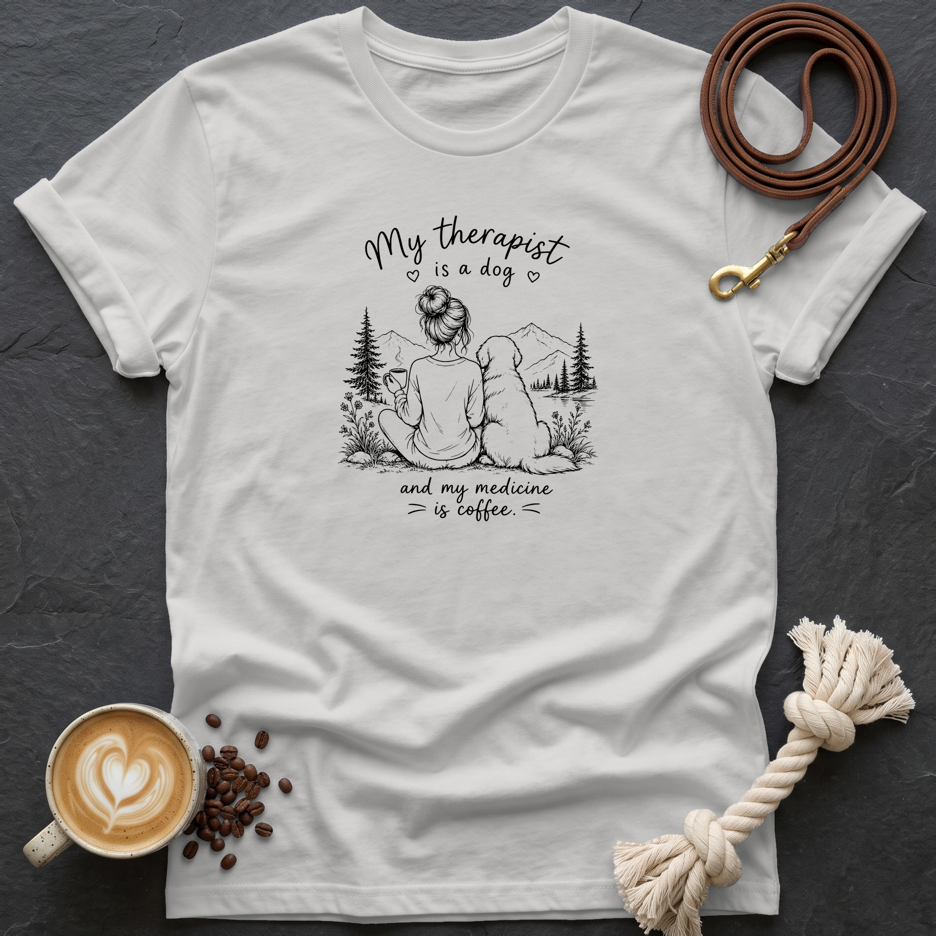 My Therapist is a Dog — Linework T-Shirt - Ice Grey
