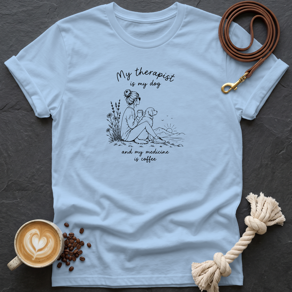 My Therapist is my Dog — Linework T-Shirt - Light Blue