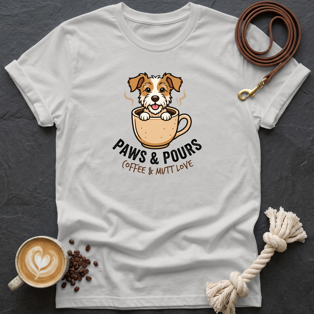 Paws and Pours T-Shirt - Ice Grey