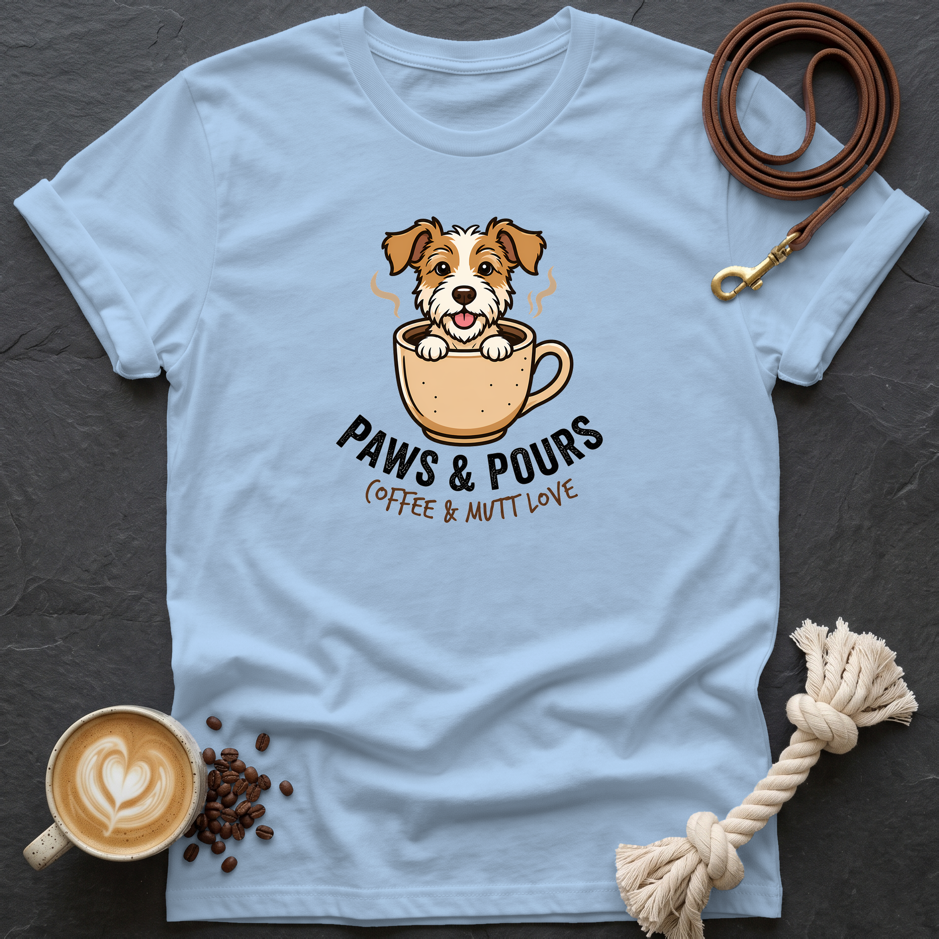 Paws and Pours T-Shirt - Light Blue