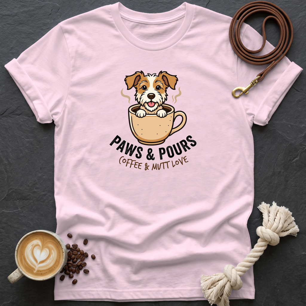 Paws and Pours T-Shirt - Light Pink