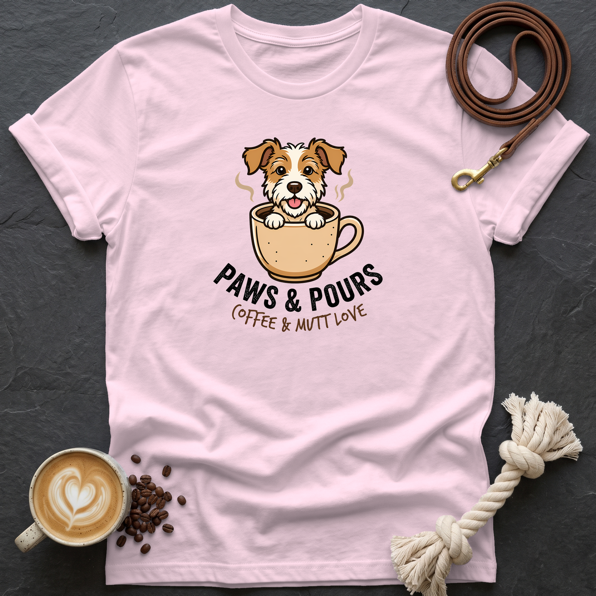 Paws and Pours T-Shirt - Light Pink