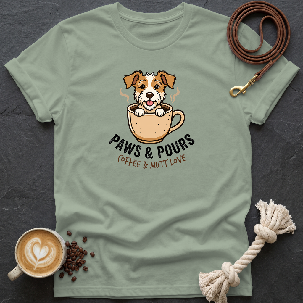 Paws and Pours T-Shirt - Sage