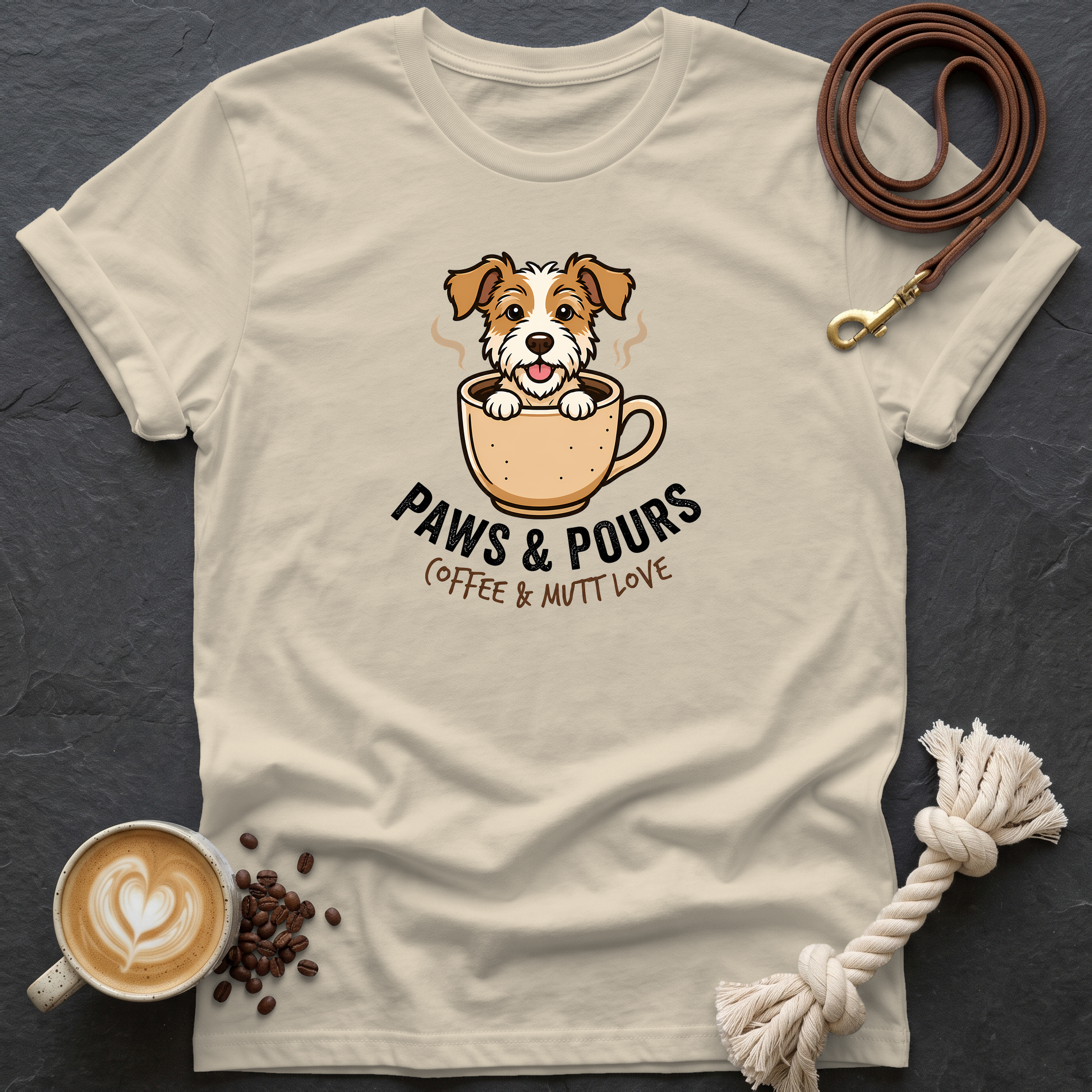 Paws and Pours T-Shirt - Sand