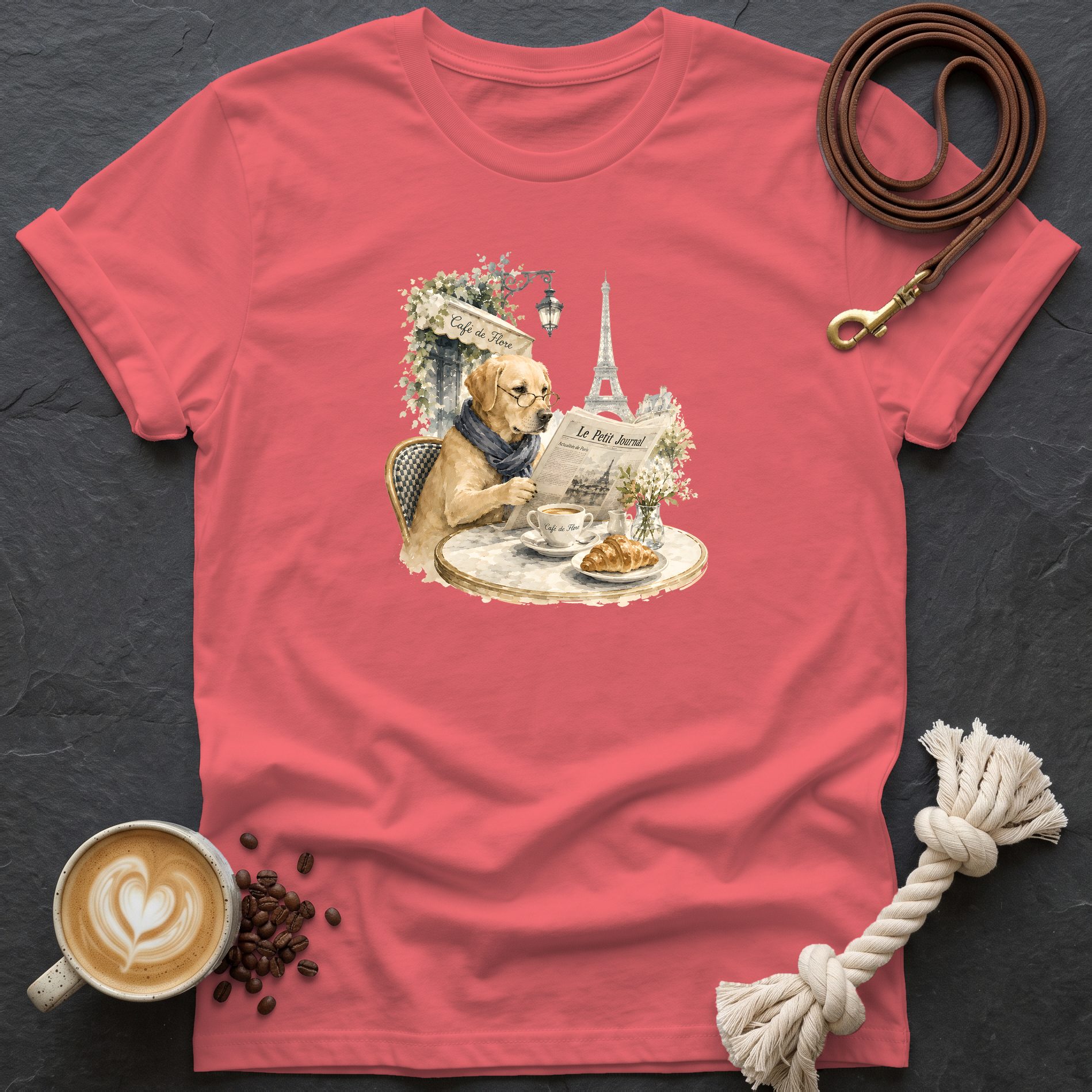Cafe de Flore T-Shirt - Coral Silk