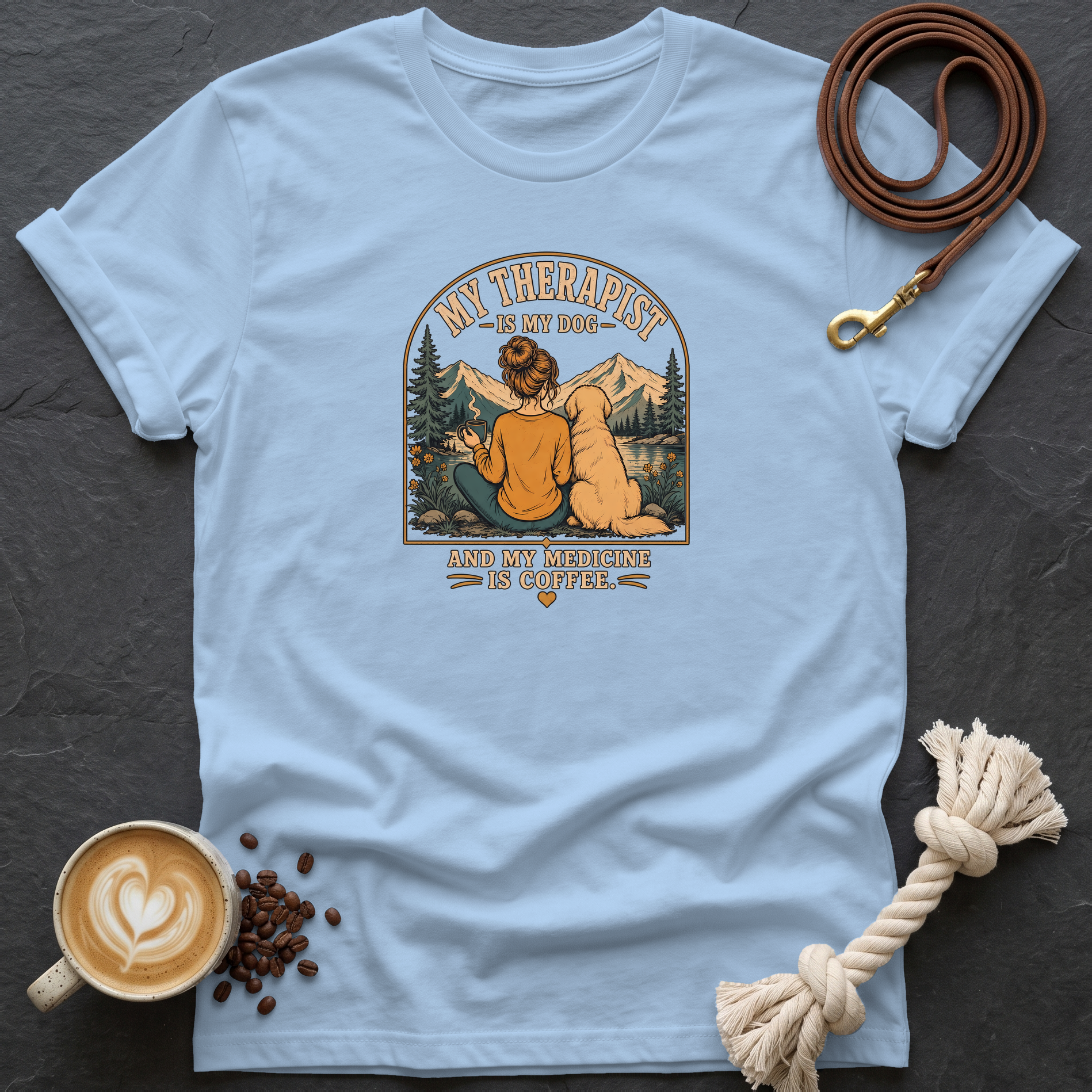 My Therapist is My Dog — Color T-Shirt - Light Blue
