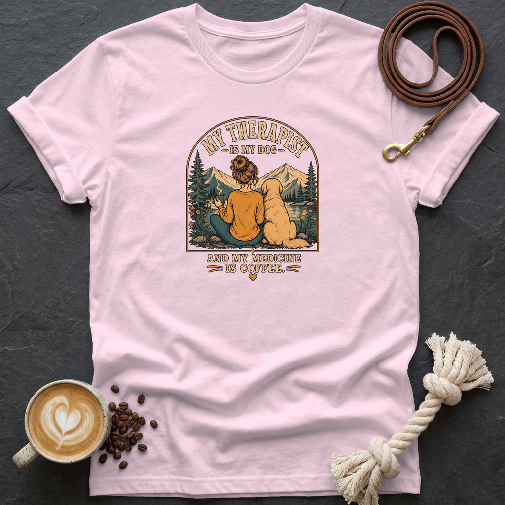My Therapist is My Dog — Color T-Shirt - Light Pink