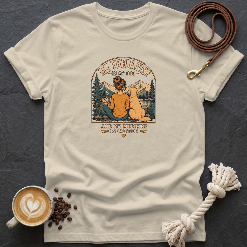My Therapist is My Dog — Color T-Shirt - Sand