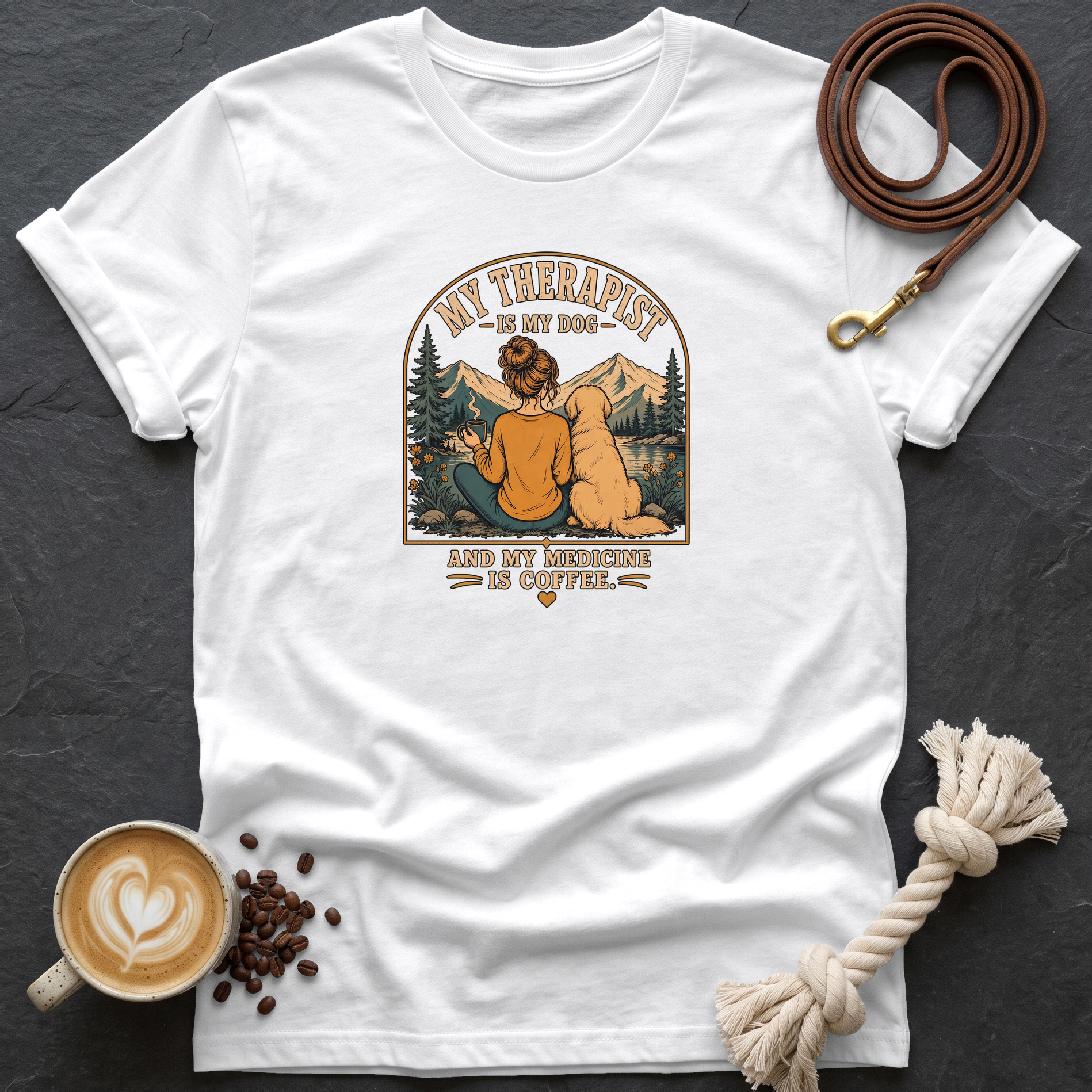 My Therapist is My Dog — Color T-Shirt - White