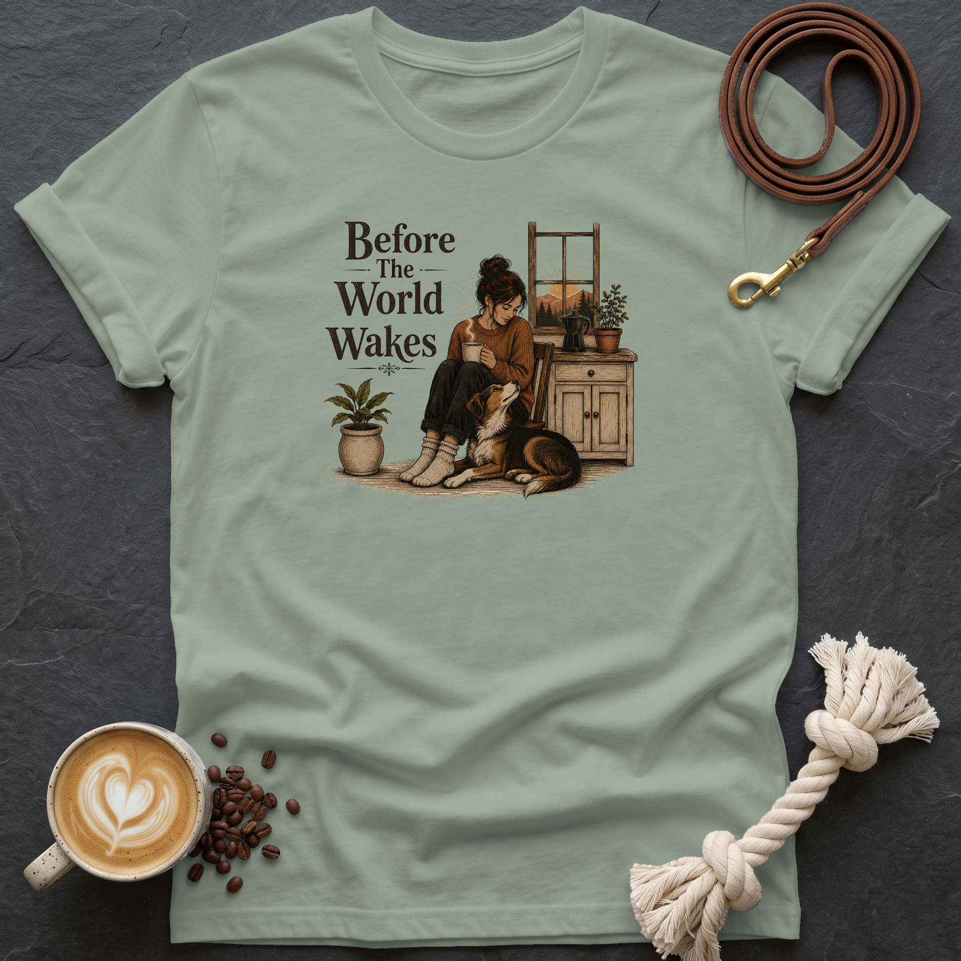 Before the World Wakes — Cozy T-Shirt - Sage
