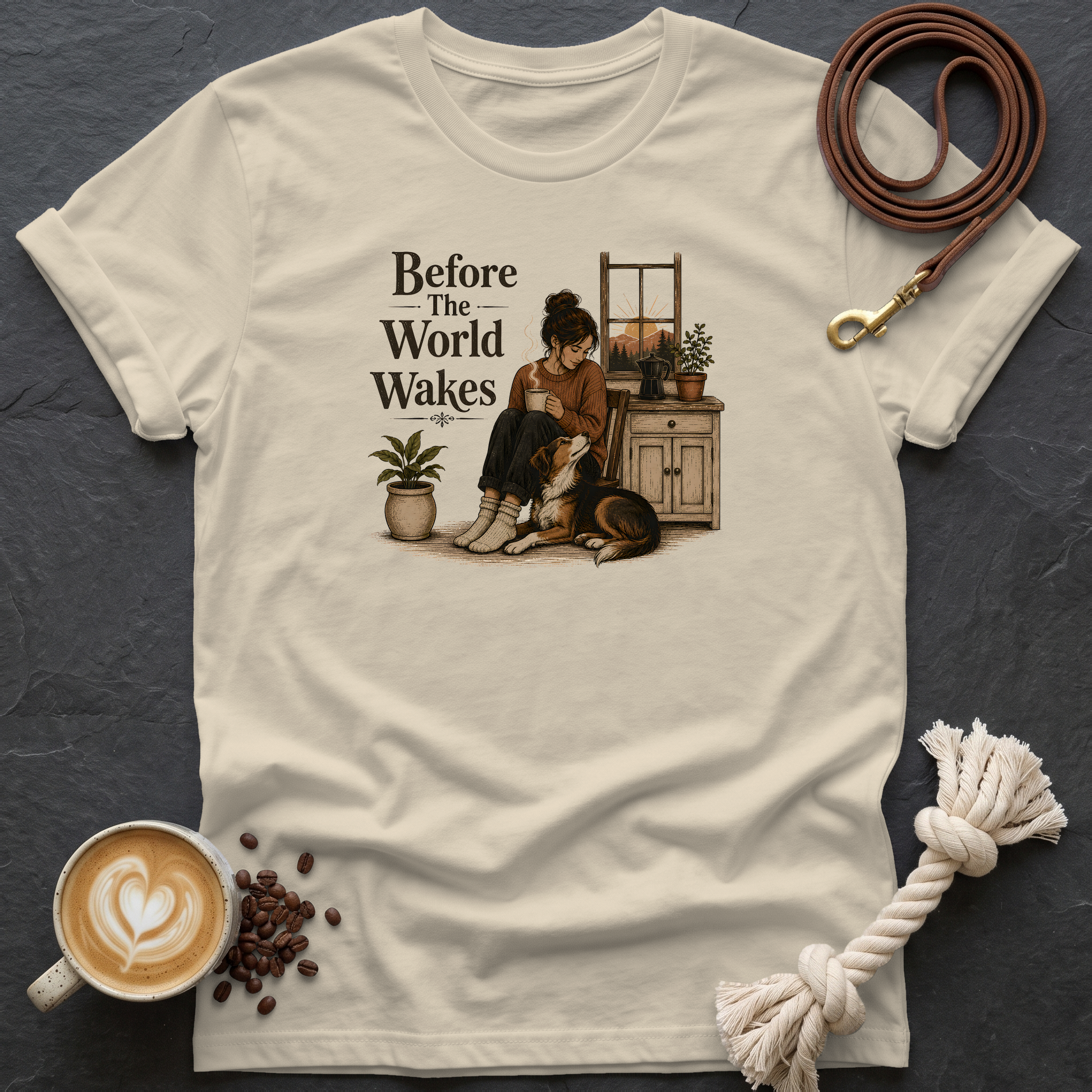 Before the World Wakes — Cozy T-Shirt - Sand