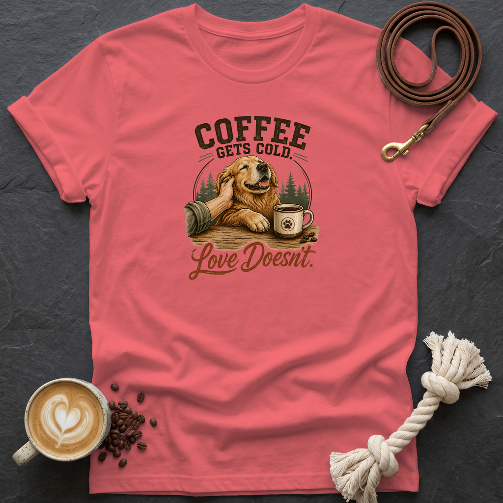 Coffee Gets Cold T-Shirt - Coral Silk