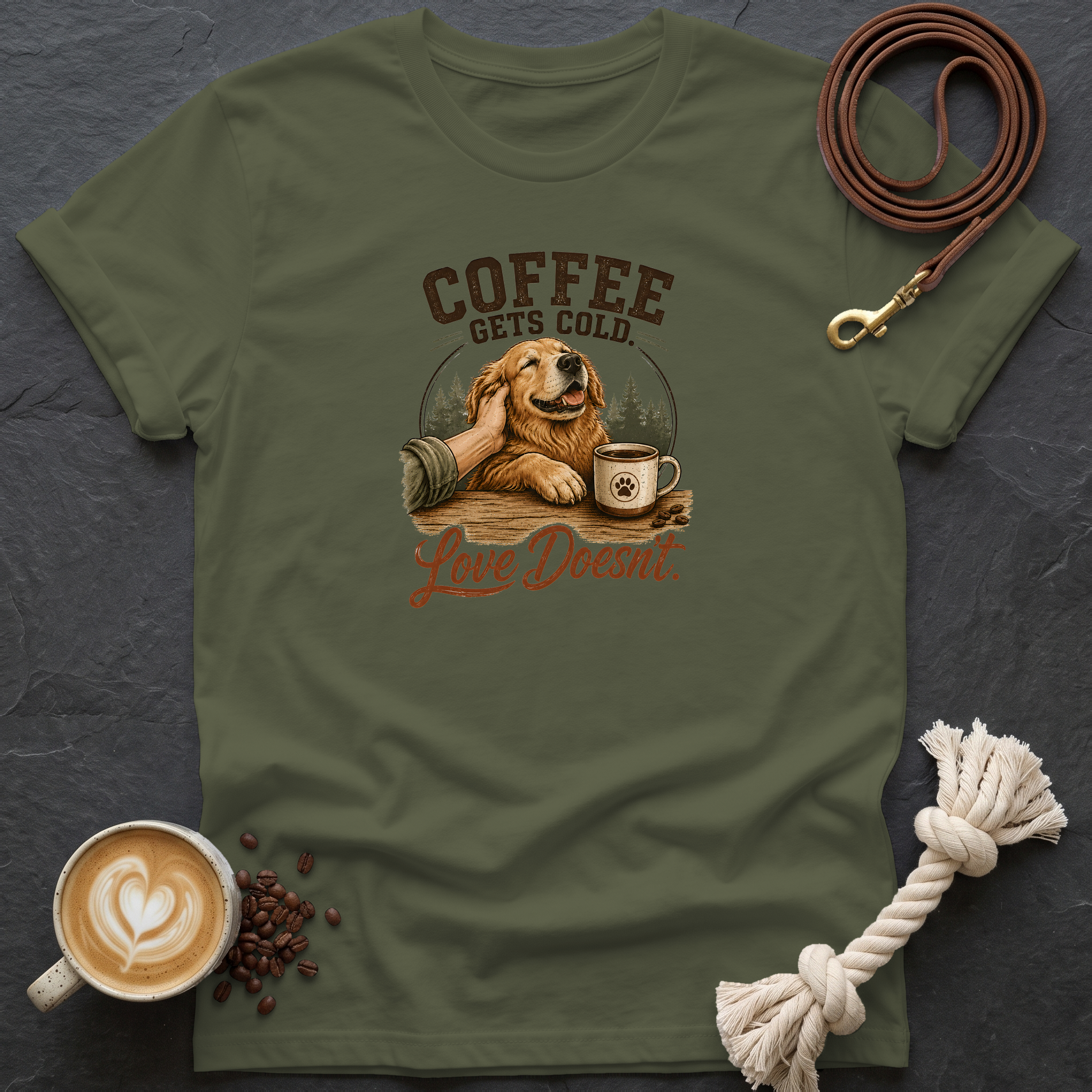 Coffee Gets Cold T-Shirt - Military Green