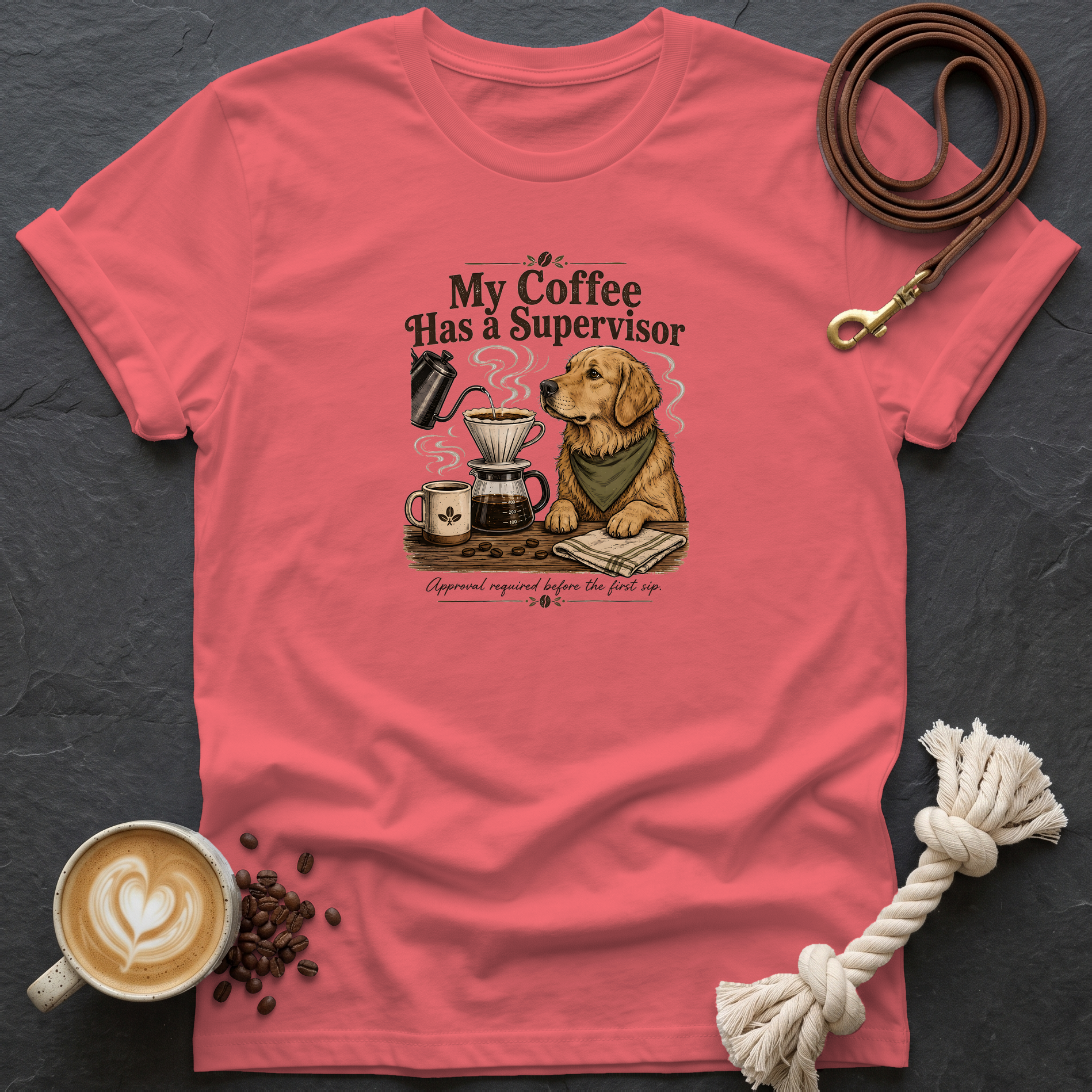 My Coffee Has a Supervisor T-Shirt - Coral Silk