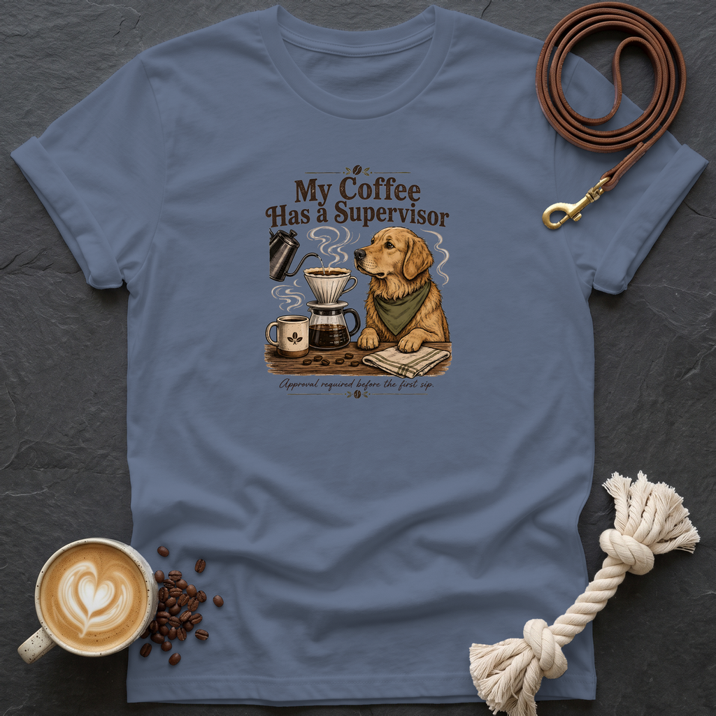 My Coffee Has a Supervisor T-Shirt - Heather Indigo