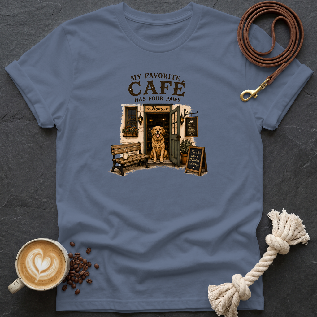 My Favorite Cafe — Coffee Shop T-Shirt - Heather Indigo