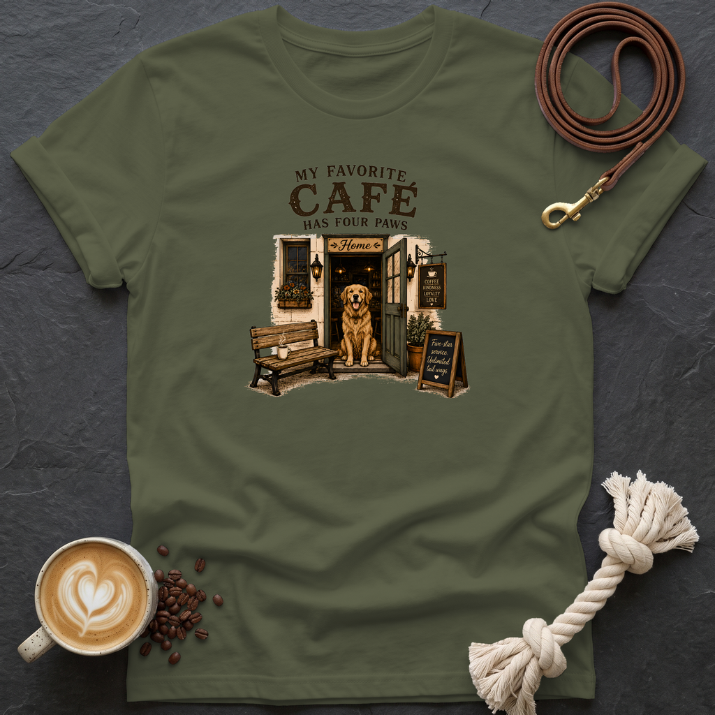 My Favorite Cafe — Coffee Shop T-Shirt - Military Green
