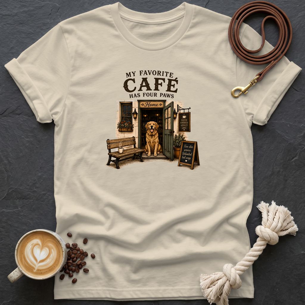 My Favorite Cafe — Coffee Shop T-Shirt - Sand
