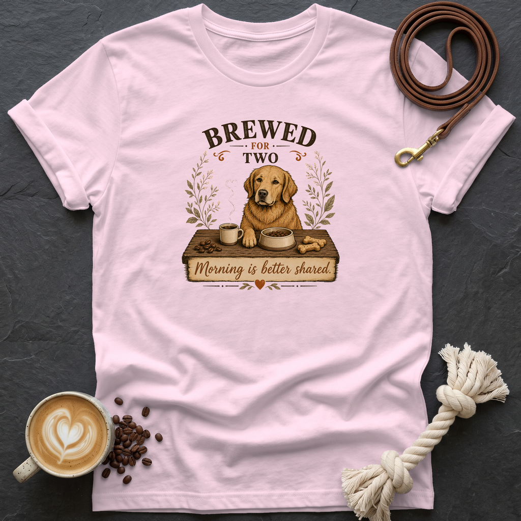 Brewed for Two T-Shirt - Light Pink