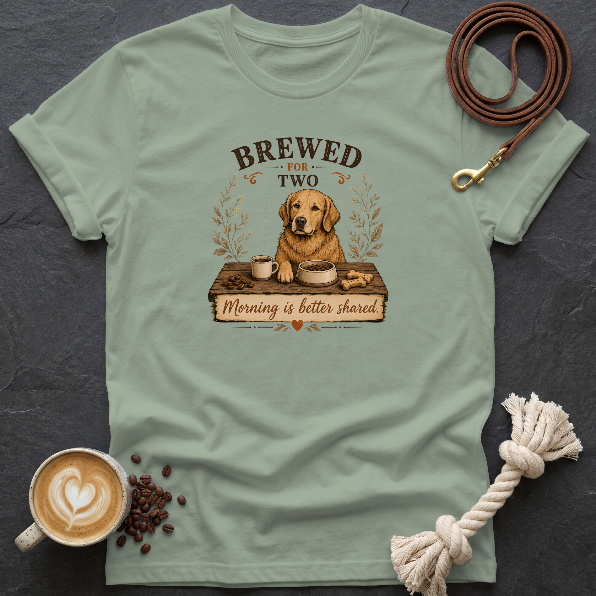 Brewed for Two T-Shirt - Sage