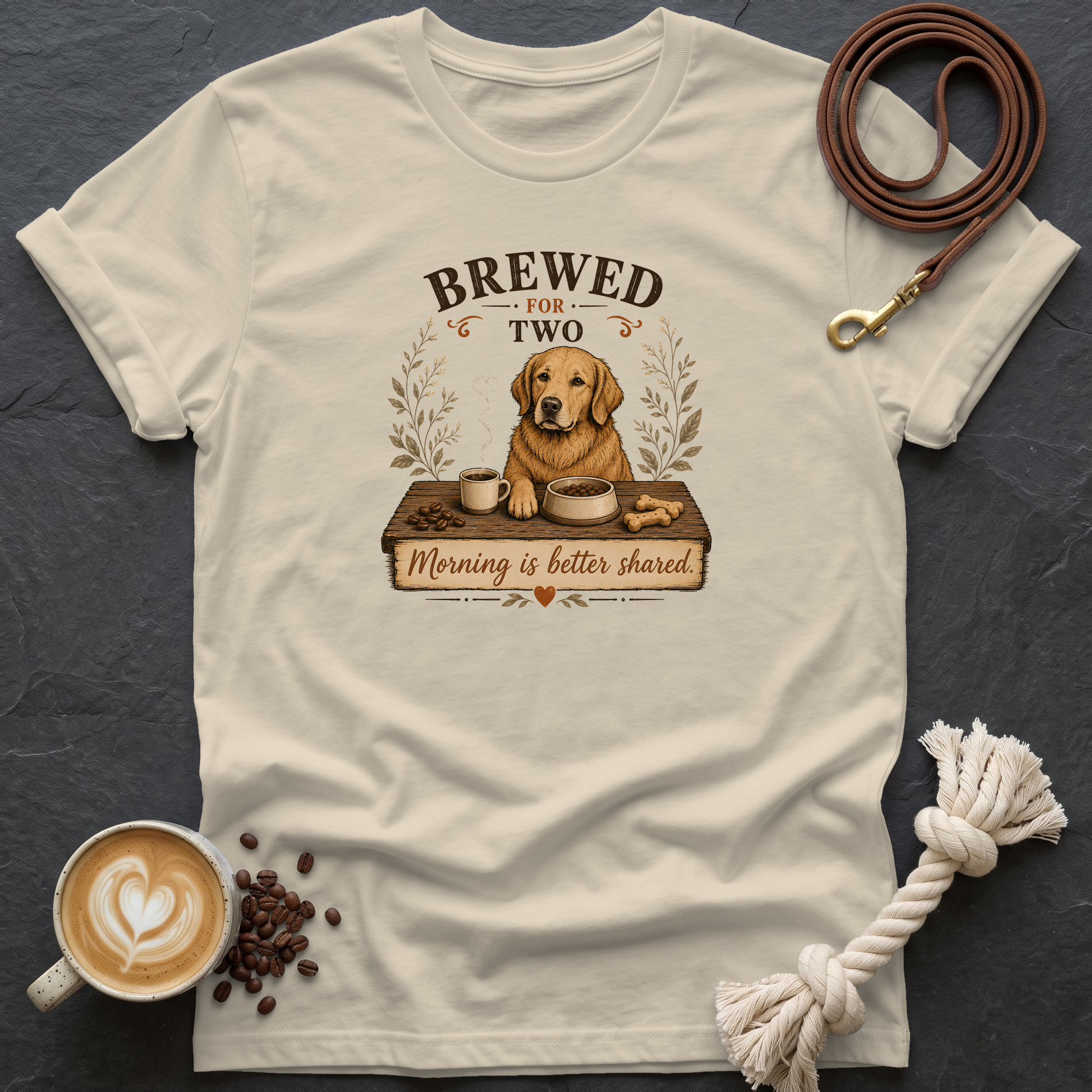 Brewed for Two T-Shirt - Sand