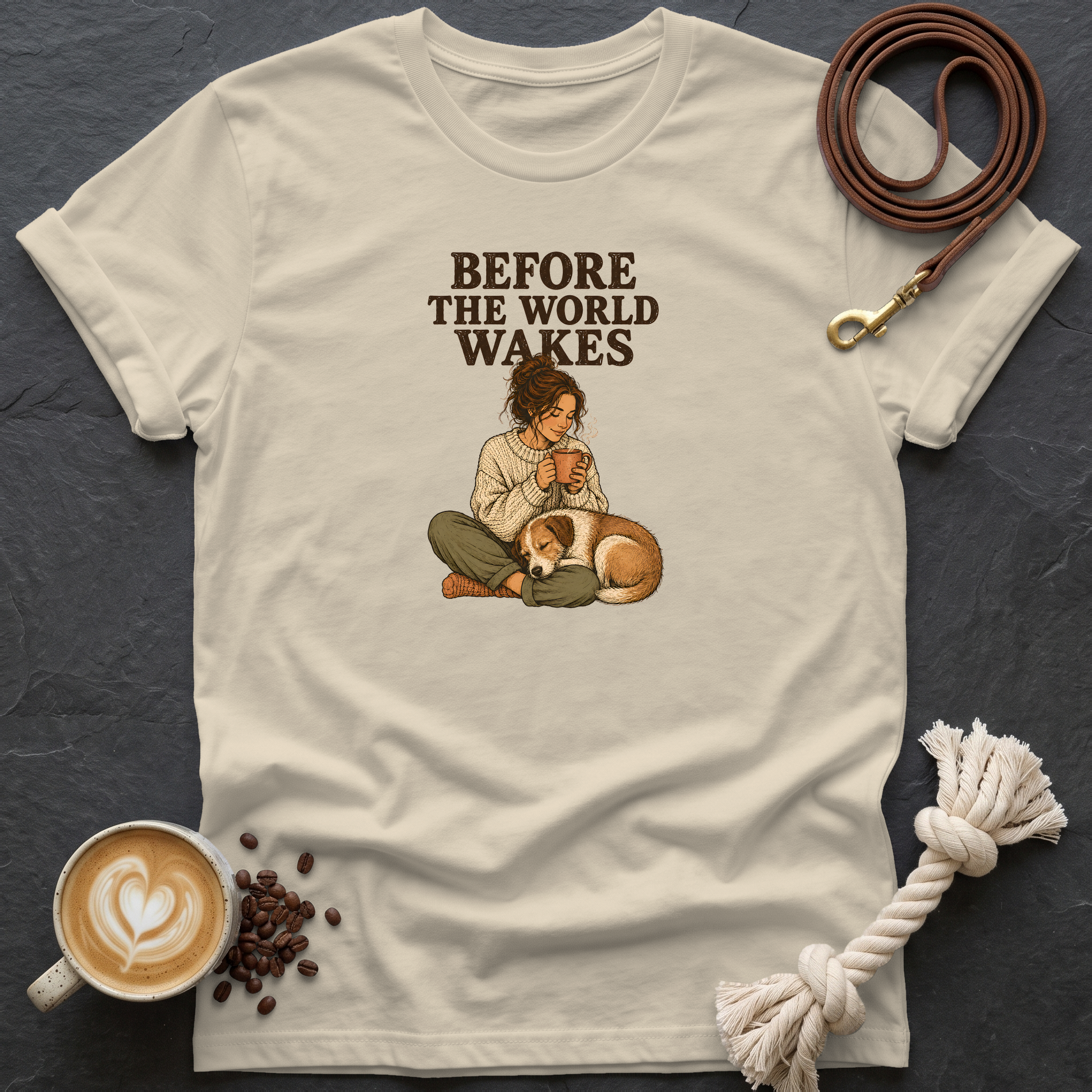 Before the World Wakes — Warm T-Shirt - Sand