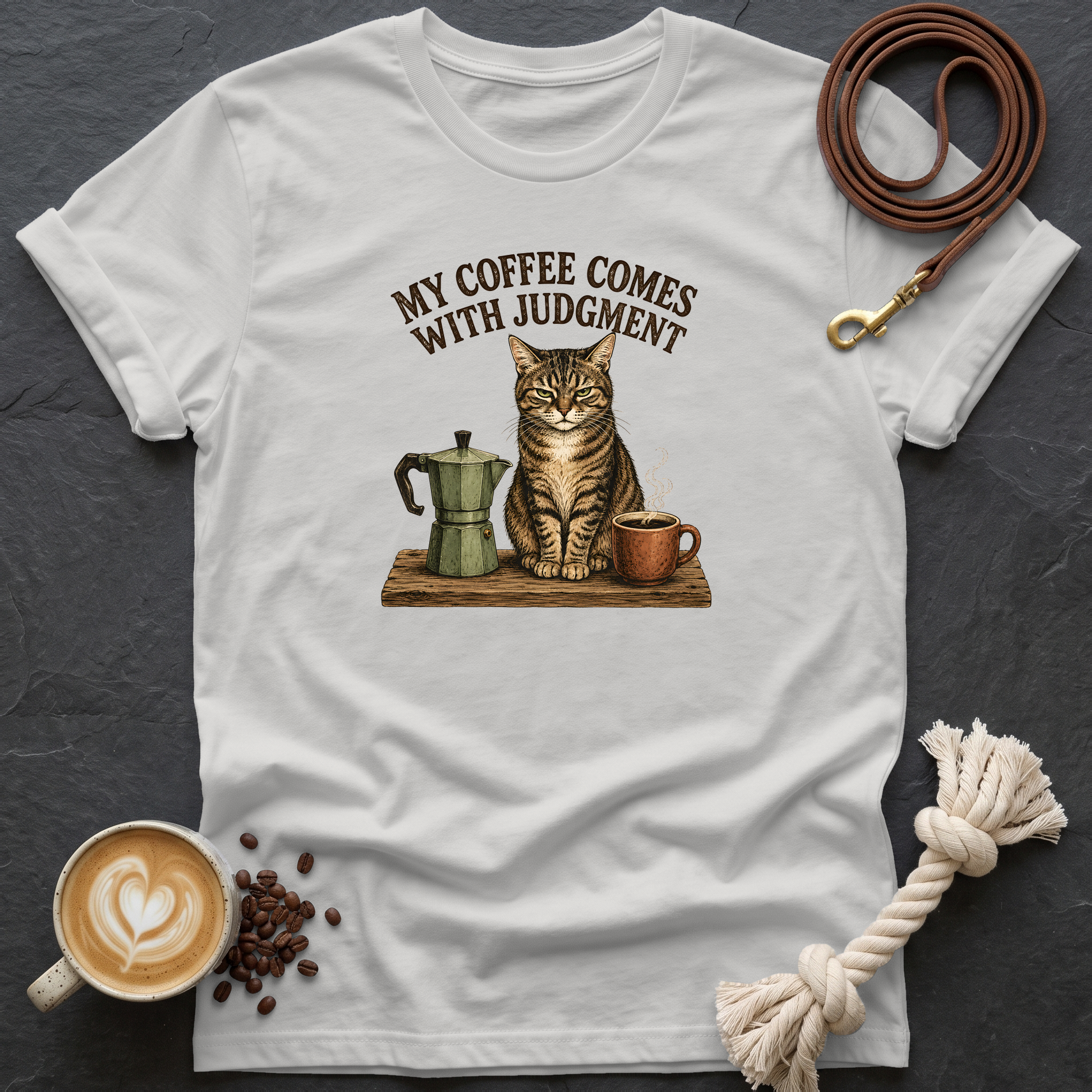 My Coffee Comes With Judgment T-Shirt - Ice Grey