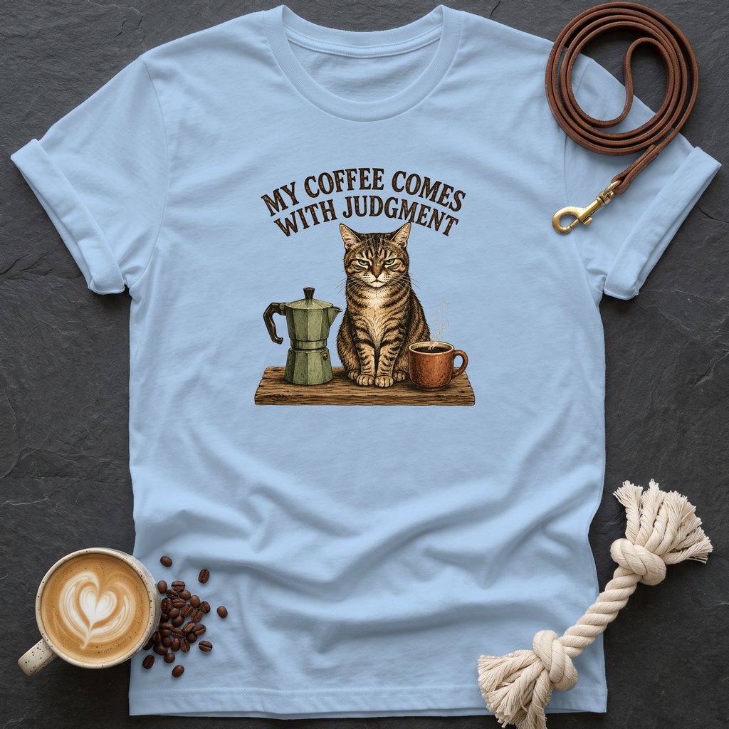 My Coffee Comes With Judgment T-Shirt - Light Blue