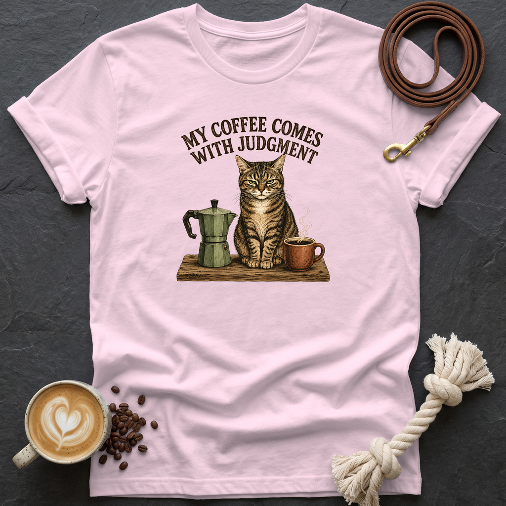 My Coffee Comes With Judgment T-Shirt - Light Pink