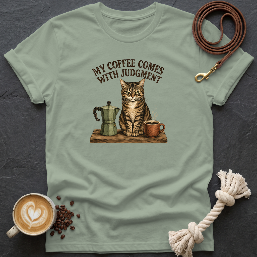 My Coffee Comes With Judgment T-Shirt - Sage