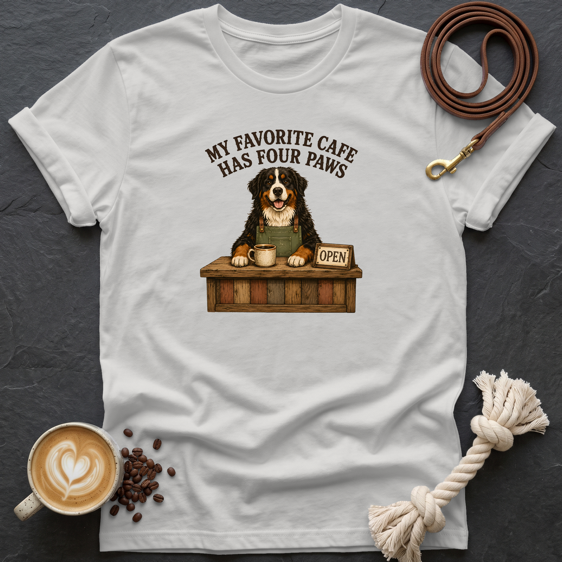My Favorite Cafe — Barista T-Shirt - Ice Grey