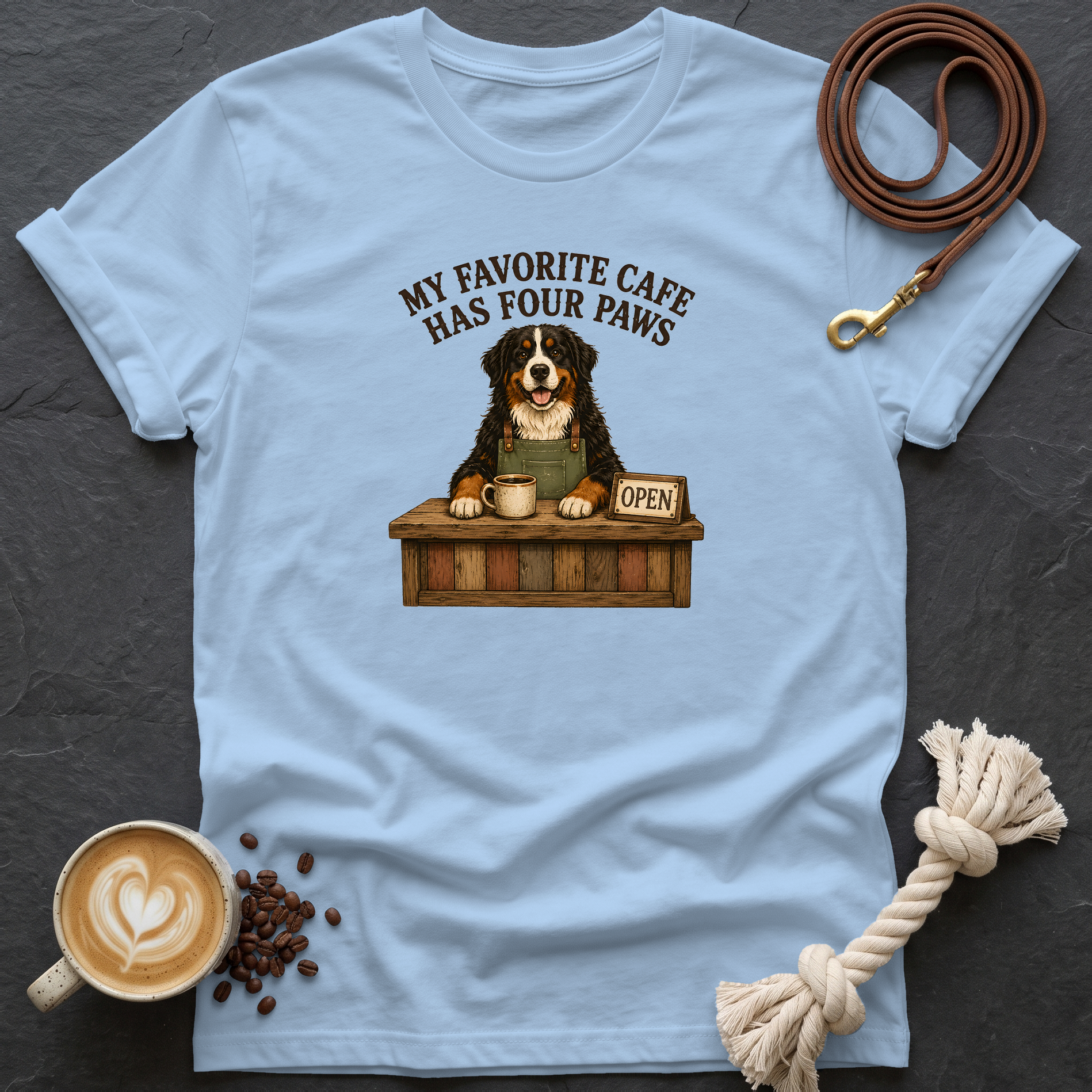 My Favorite Cafe — Barista T-Shirt - Light Blue