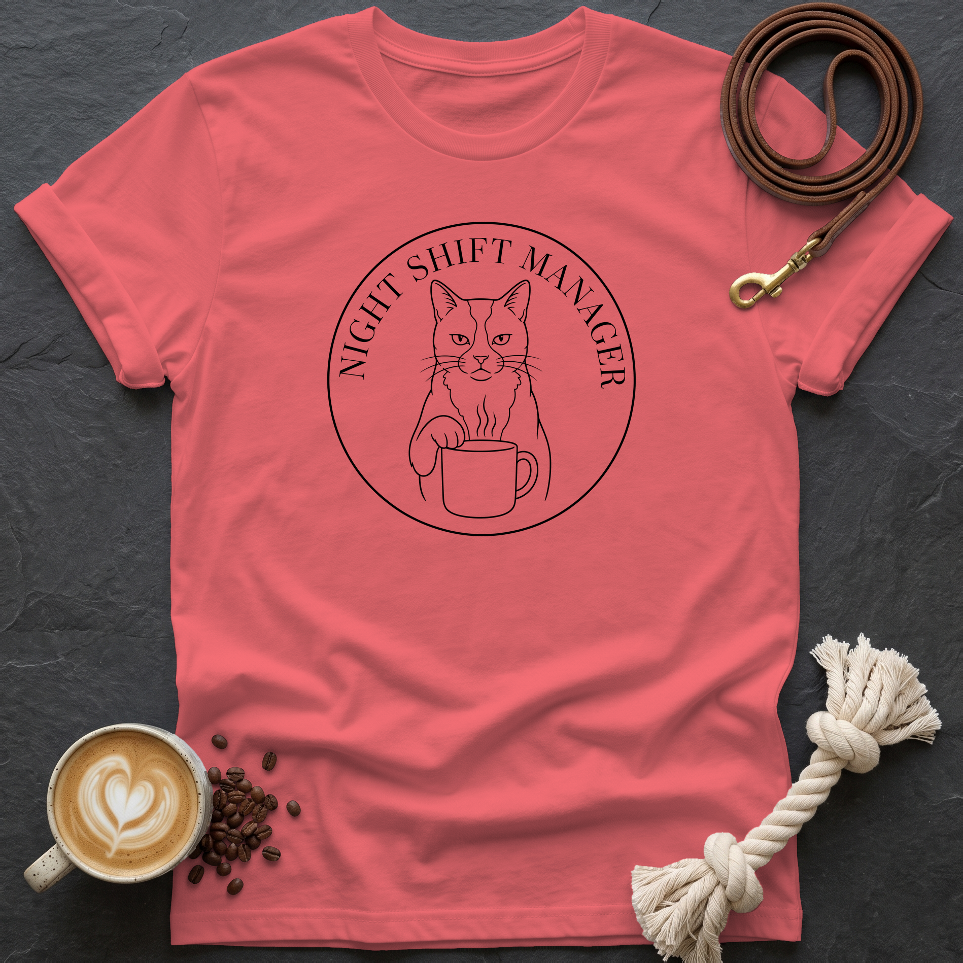 Night Shift Manager T-Shirt - Coral Silk
