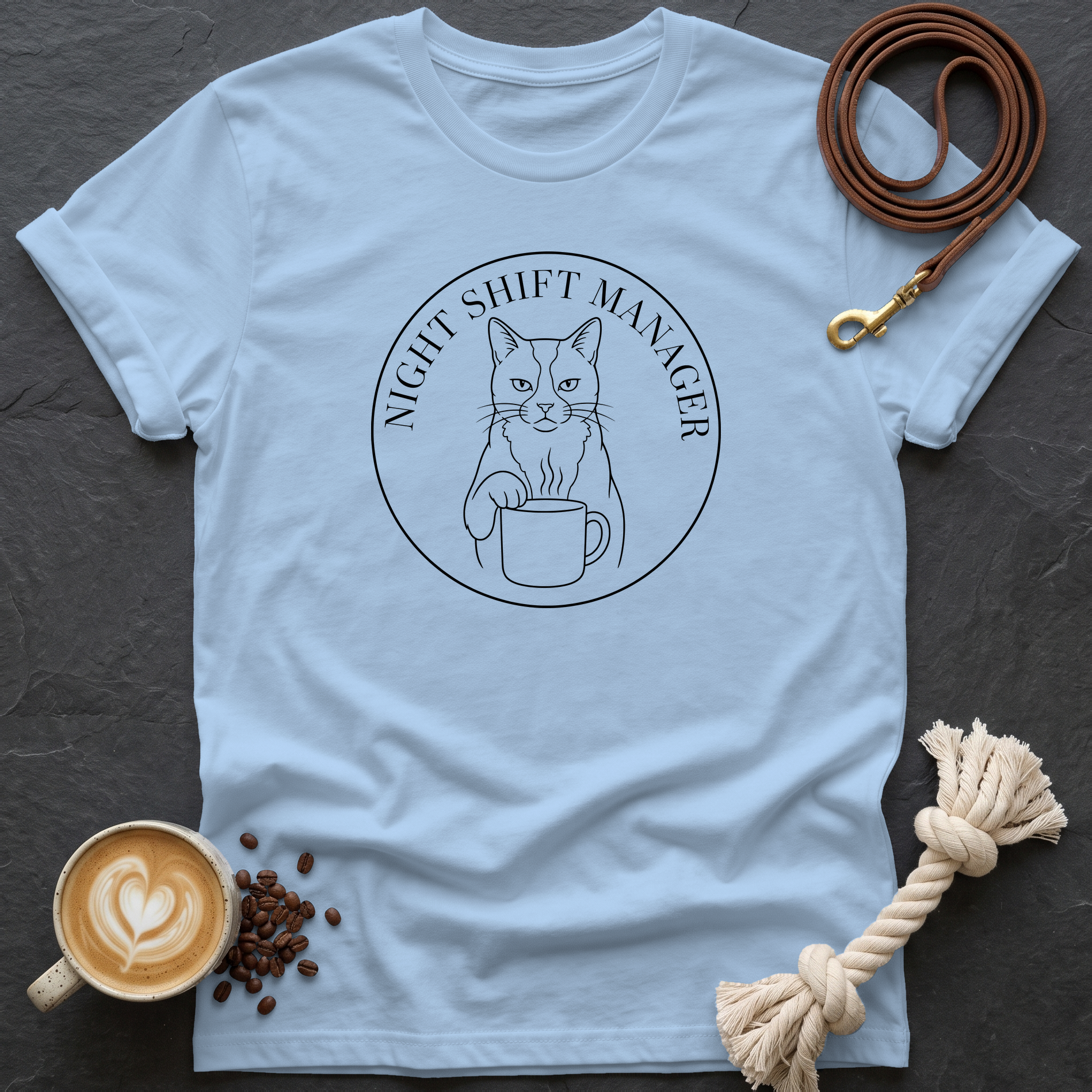 Night Shift Manager T-Shirt - Light Blue