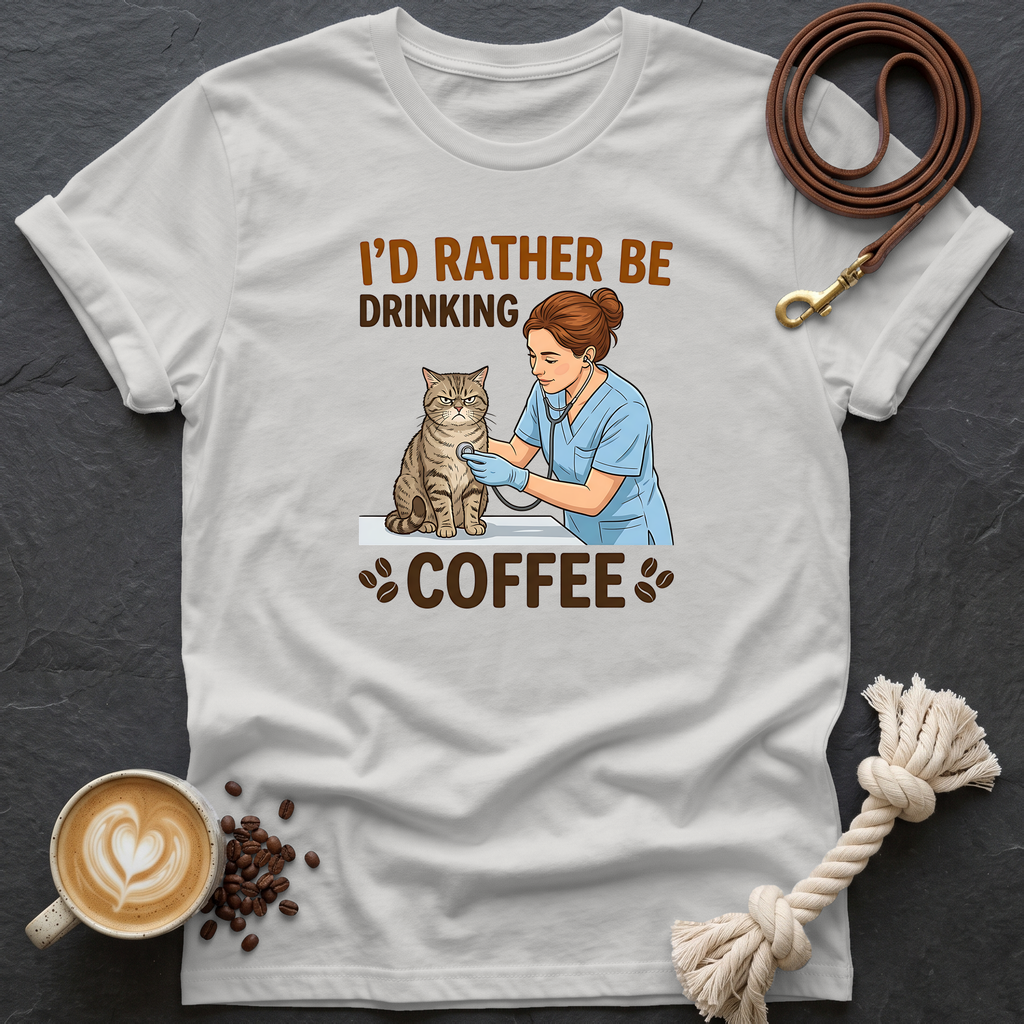 I'd Rather Be Drinking Coffee T-Shirt - Ice Grey