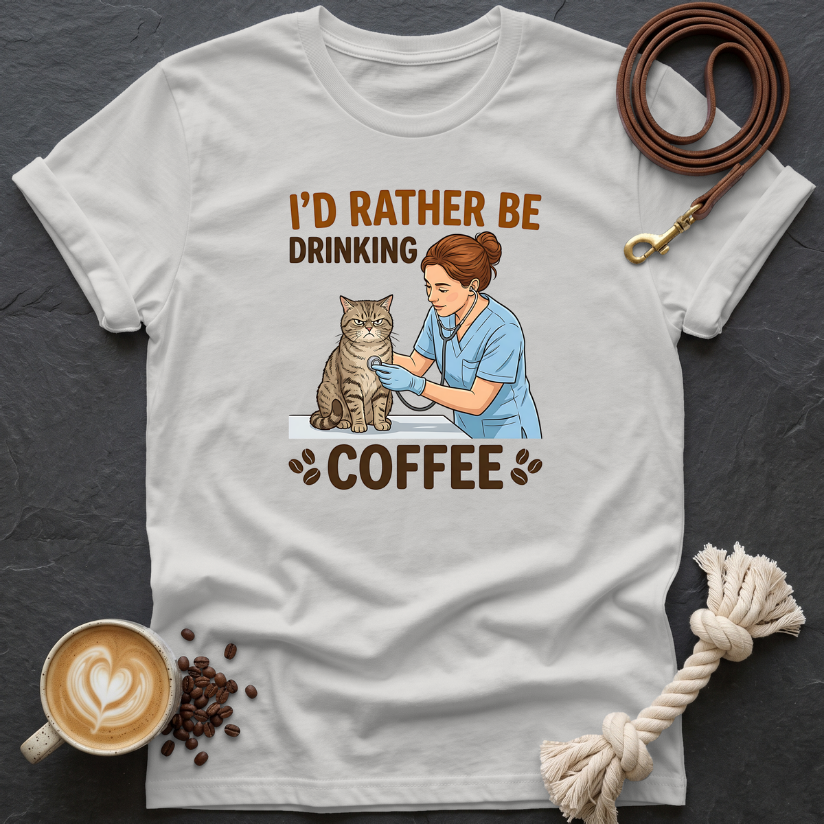 I'd Rather Be Drinking Coffee T-Shirt - Ice Grey