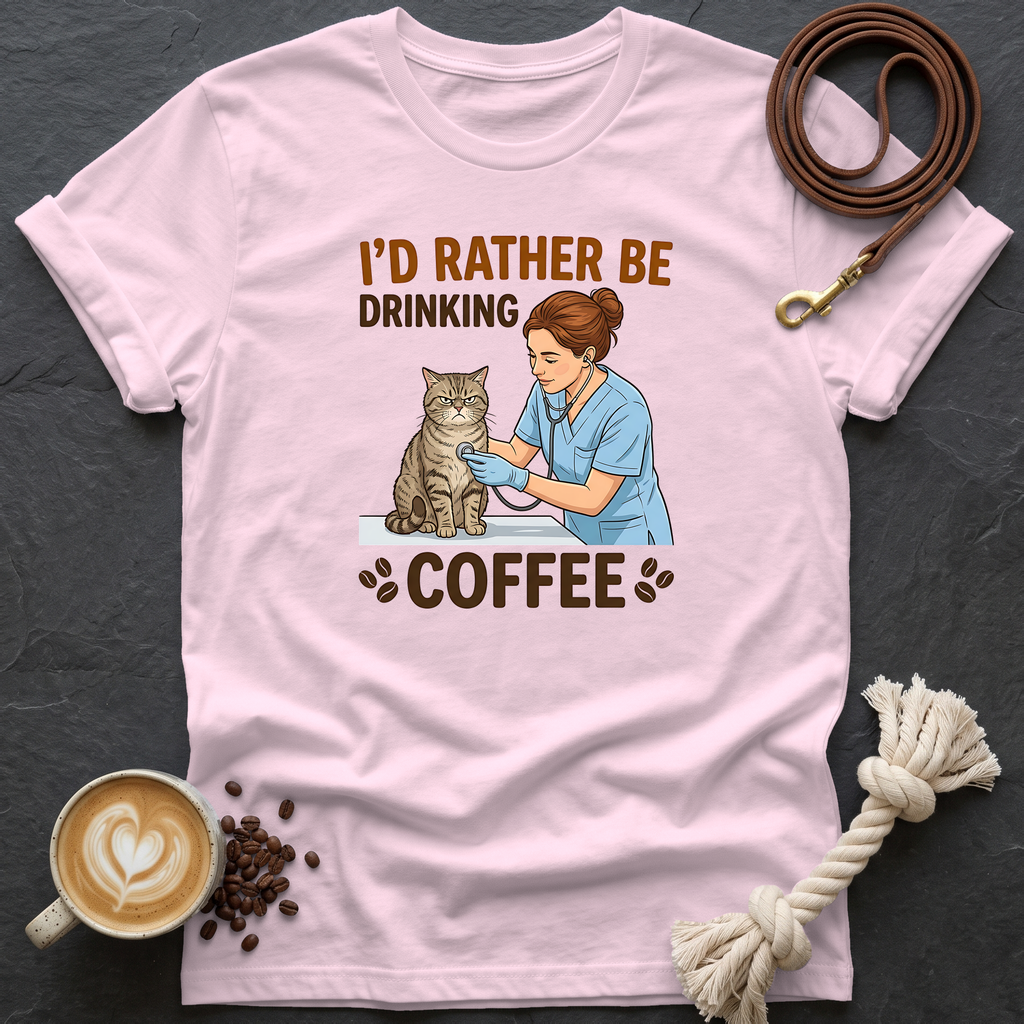 I'd Rather Be Drinking Coffee T-Shirt - Light Pink