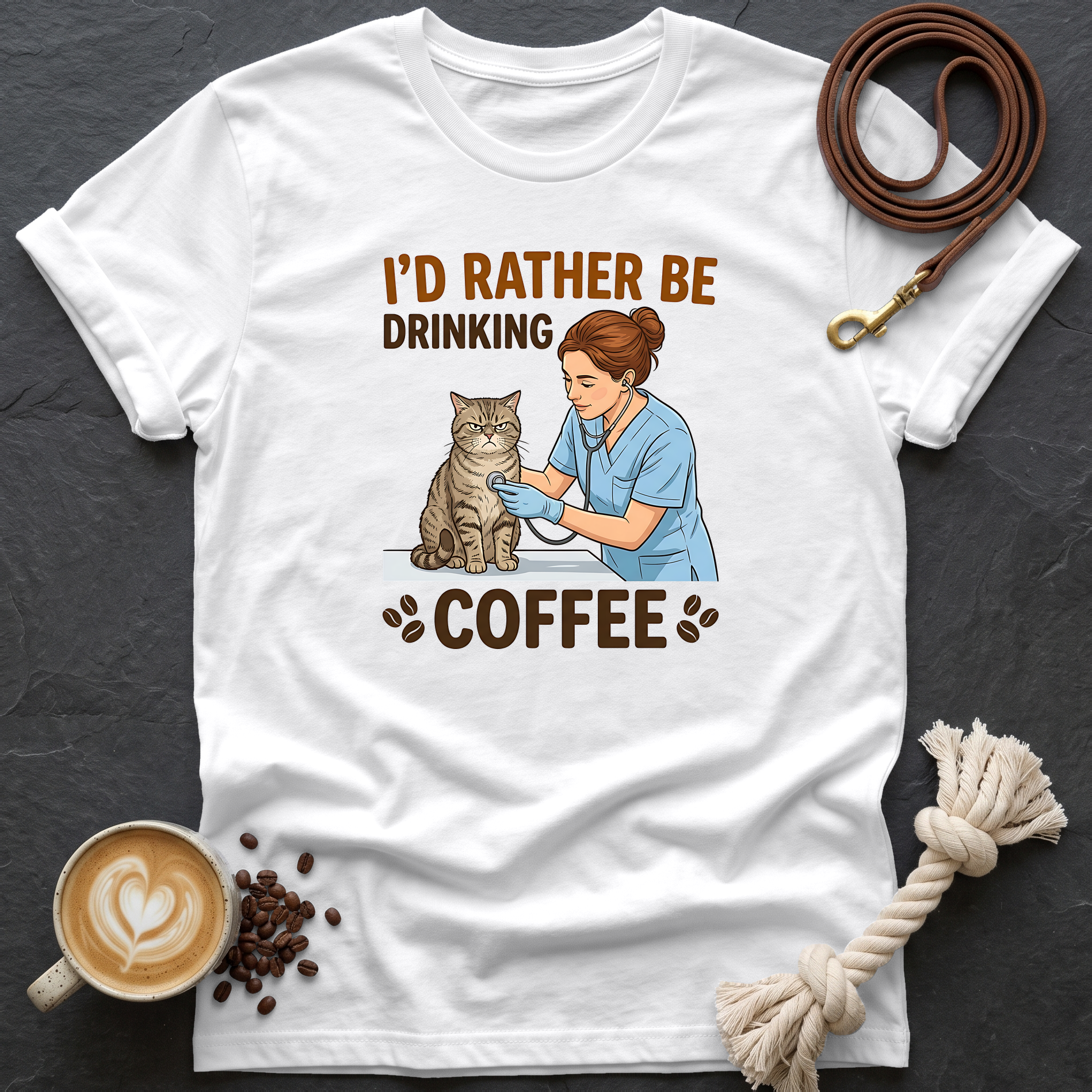 I'd Rather Be Drinking Coffee T-Shirt - White