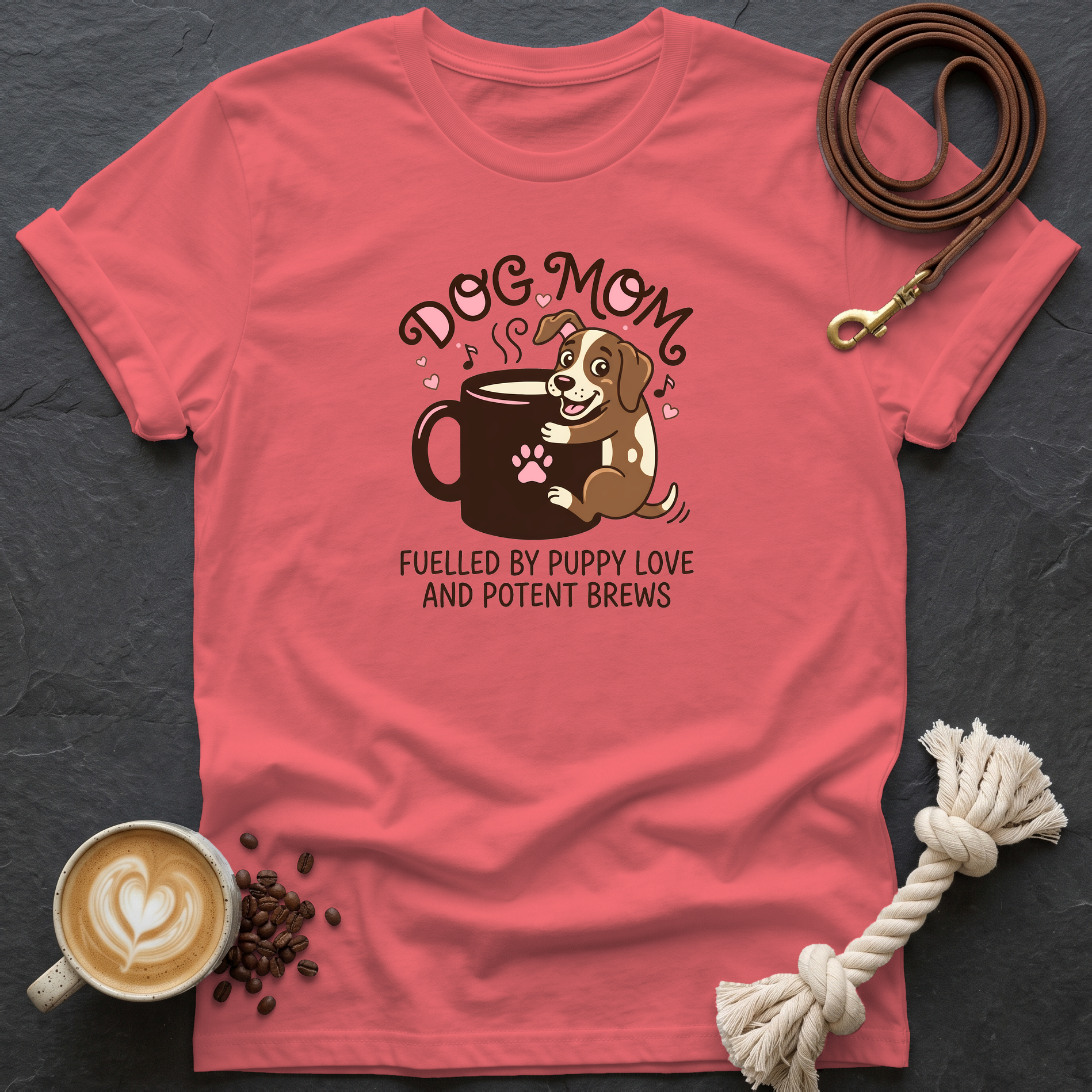 Dog Mom T-Shirt - Coral Silk