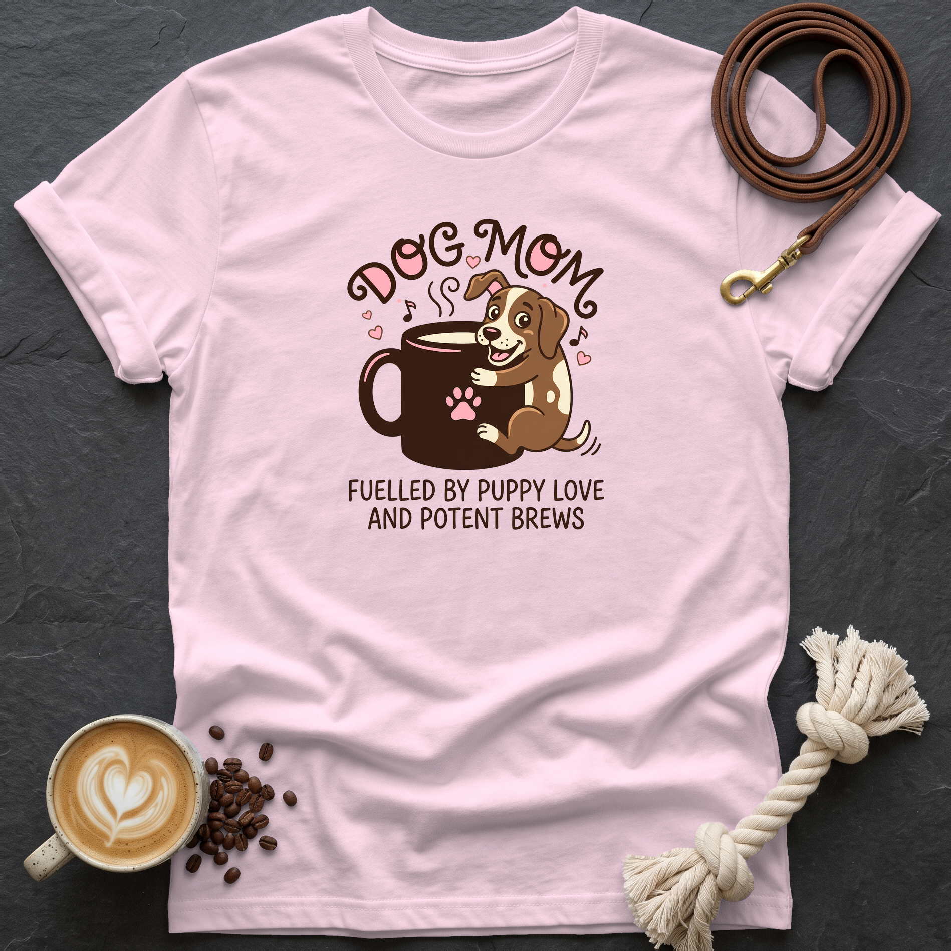 Dog Mom T-Shirt - Light Pink