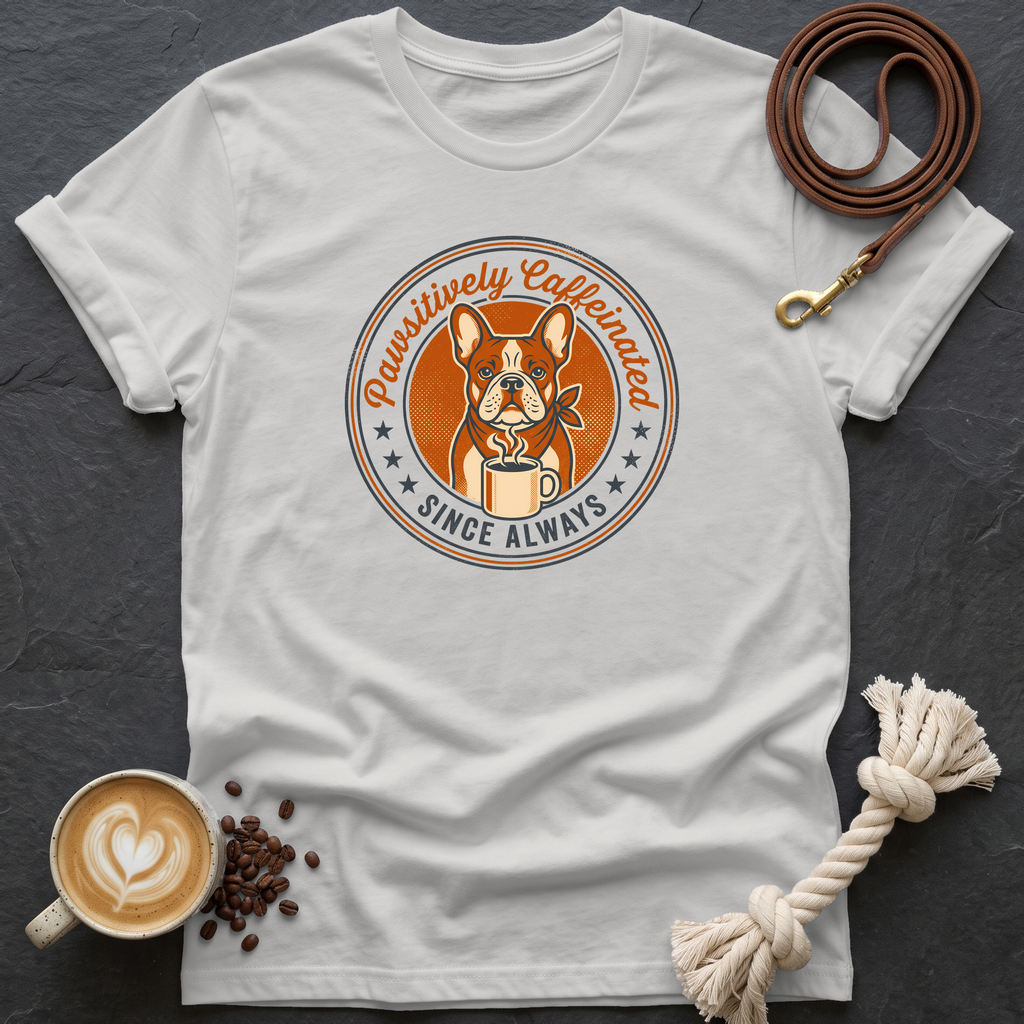 Pawsitively Caffeinated T-Shirt - Ice Grey