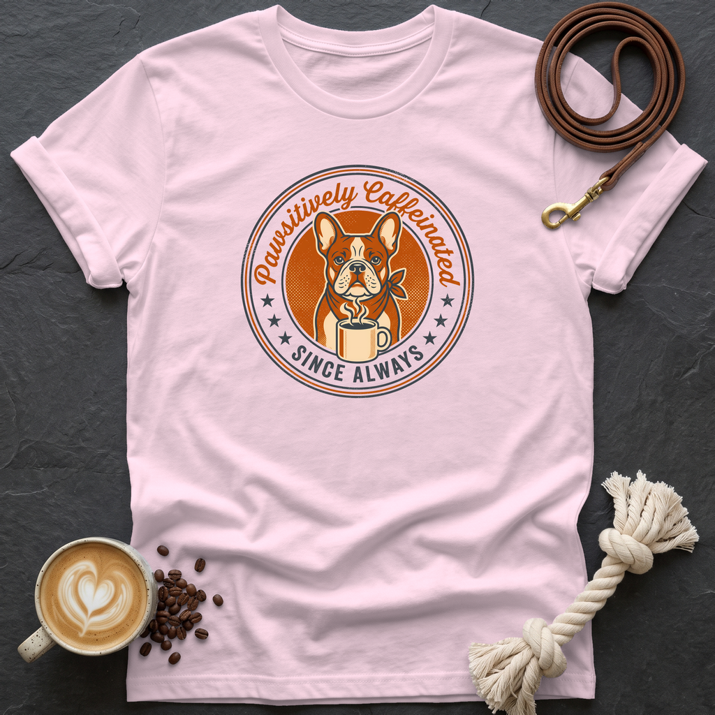 Pawsitively Caffeinated T-Shirt - Light Pink