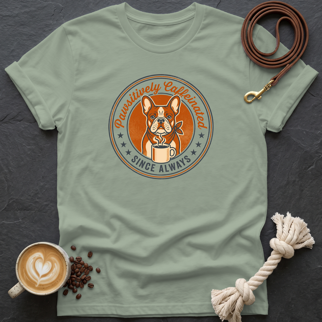 Pawsitively Caffeinated T-Shirt - Sage