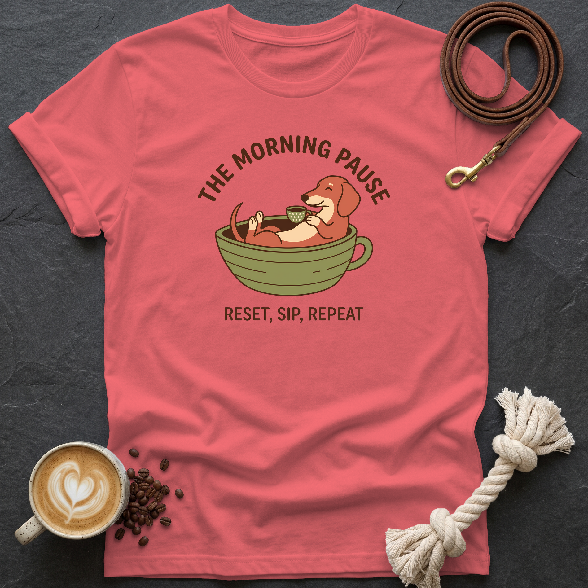 The Morning Pause T-Shirt - Coral Silk