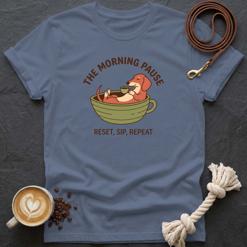 The Morning Pause T-Shirt - Heather Indigo
