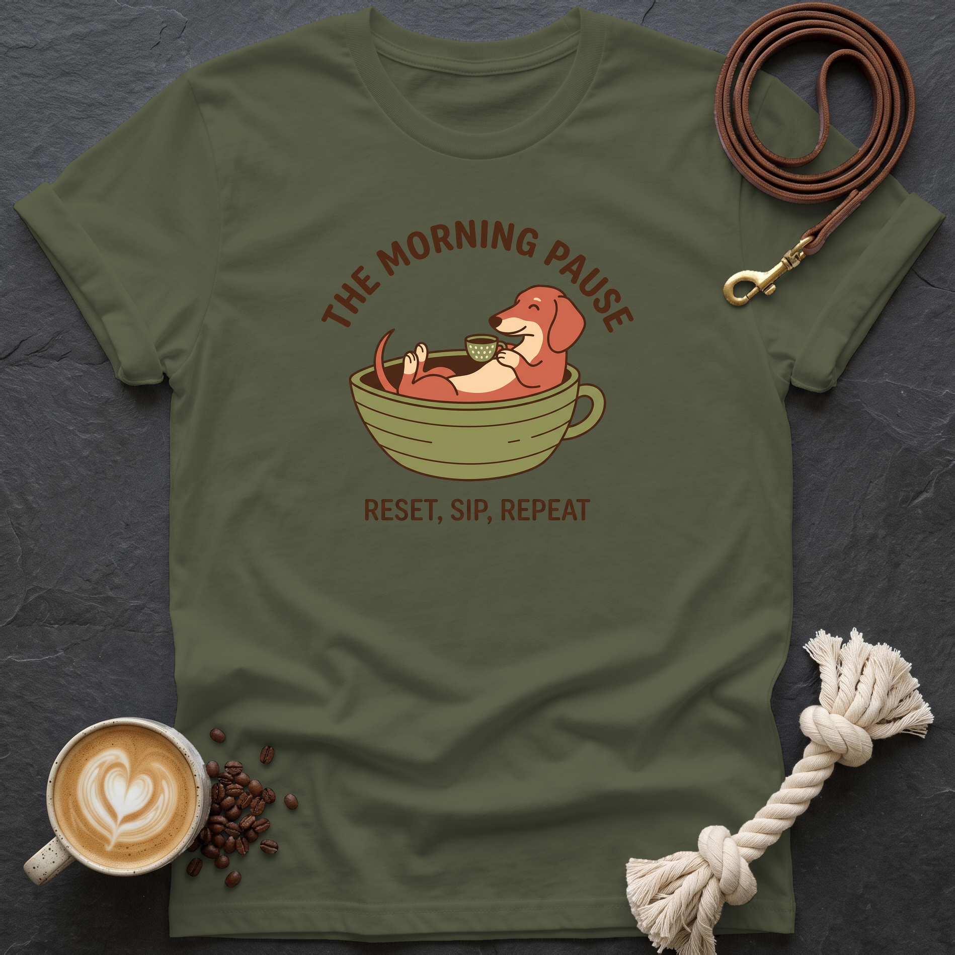 The Morning Pause T-Shirt - Military Green