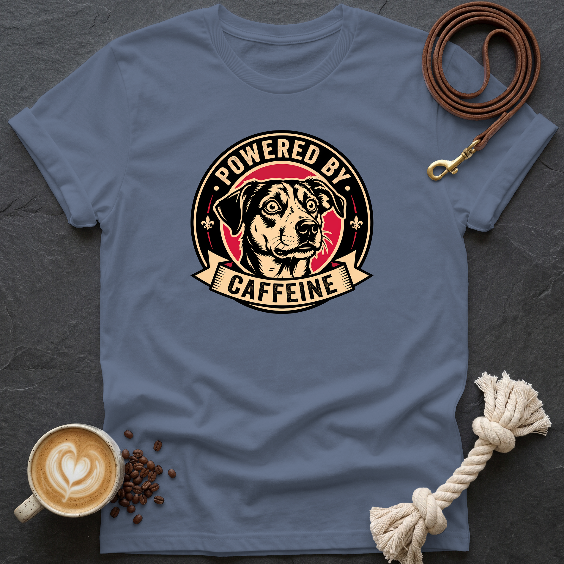 Powered by Caffeine T-Shirt - Heather Indigo