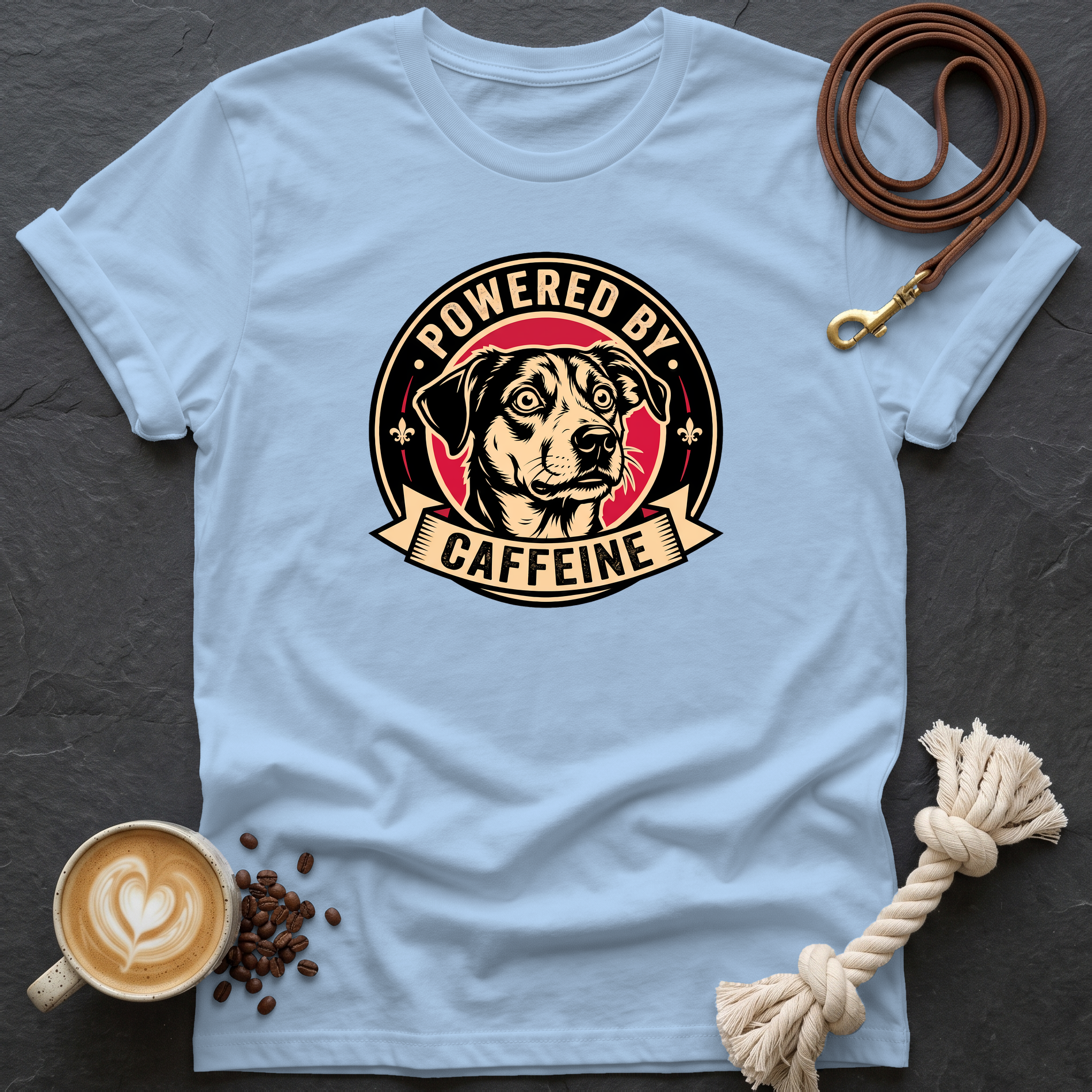 Powered by Caffeine T-Shirt - Light Blue