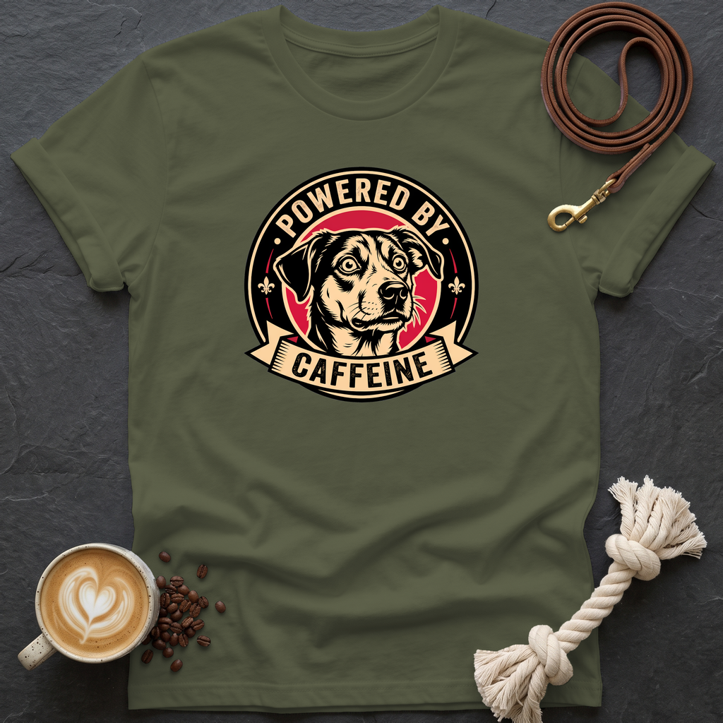 Powered by Caffeine T-Shirt - Military Green