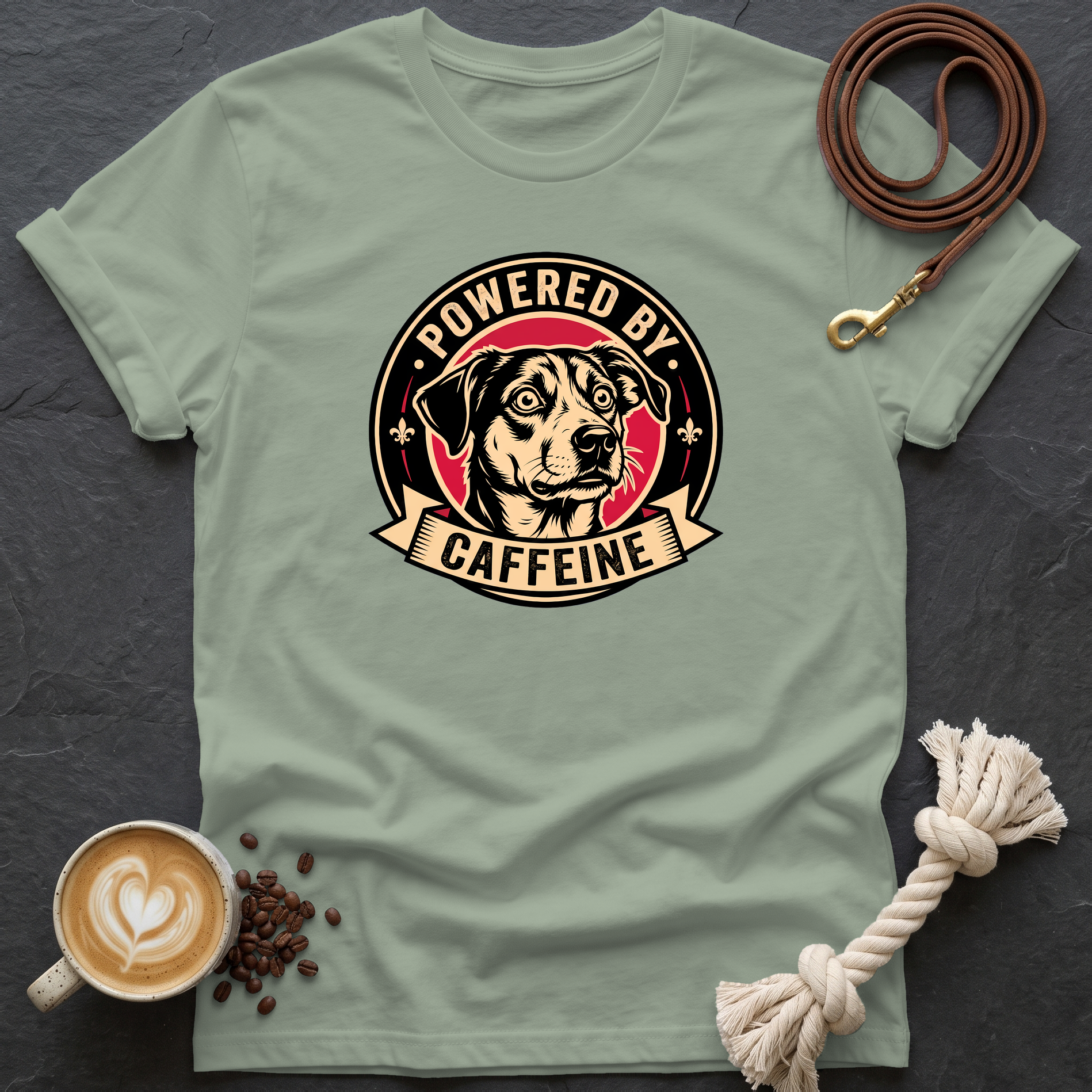 Powered by Caffeine T-Shirt - Sage